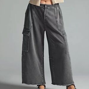 Daily Practice by Anthropologie Utility Washed Black / Grey Wide-Leg Pants - 2X